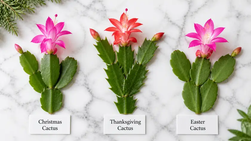 Christmas Cactus Care Guide: Complete Tips for Blooming Every Year 2 Christmas Cactus vs Thanksgiving Cactus vs Easter Cactus